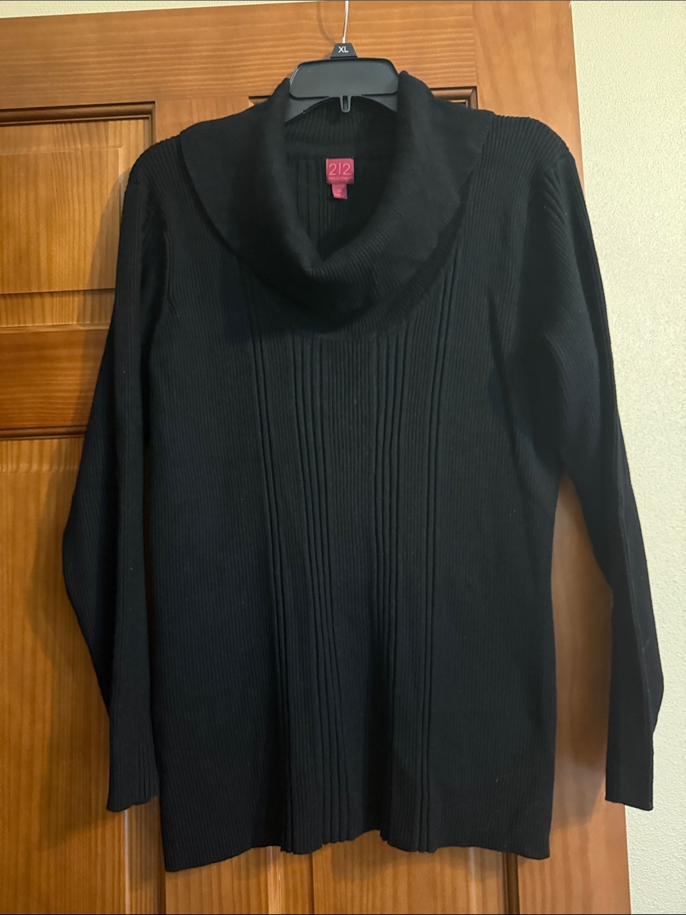 Black Ribbed Cowl Neck Sweater size XL